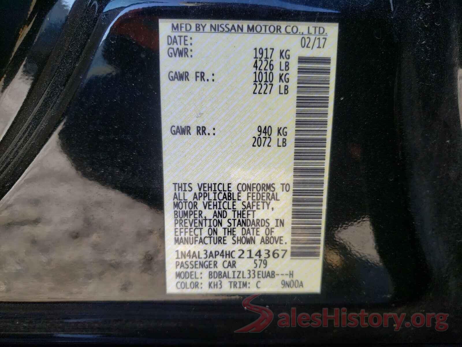 1N4AL3AP4HC214367 2017 NISSAN ALTIMA