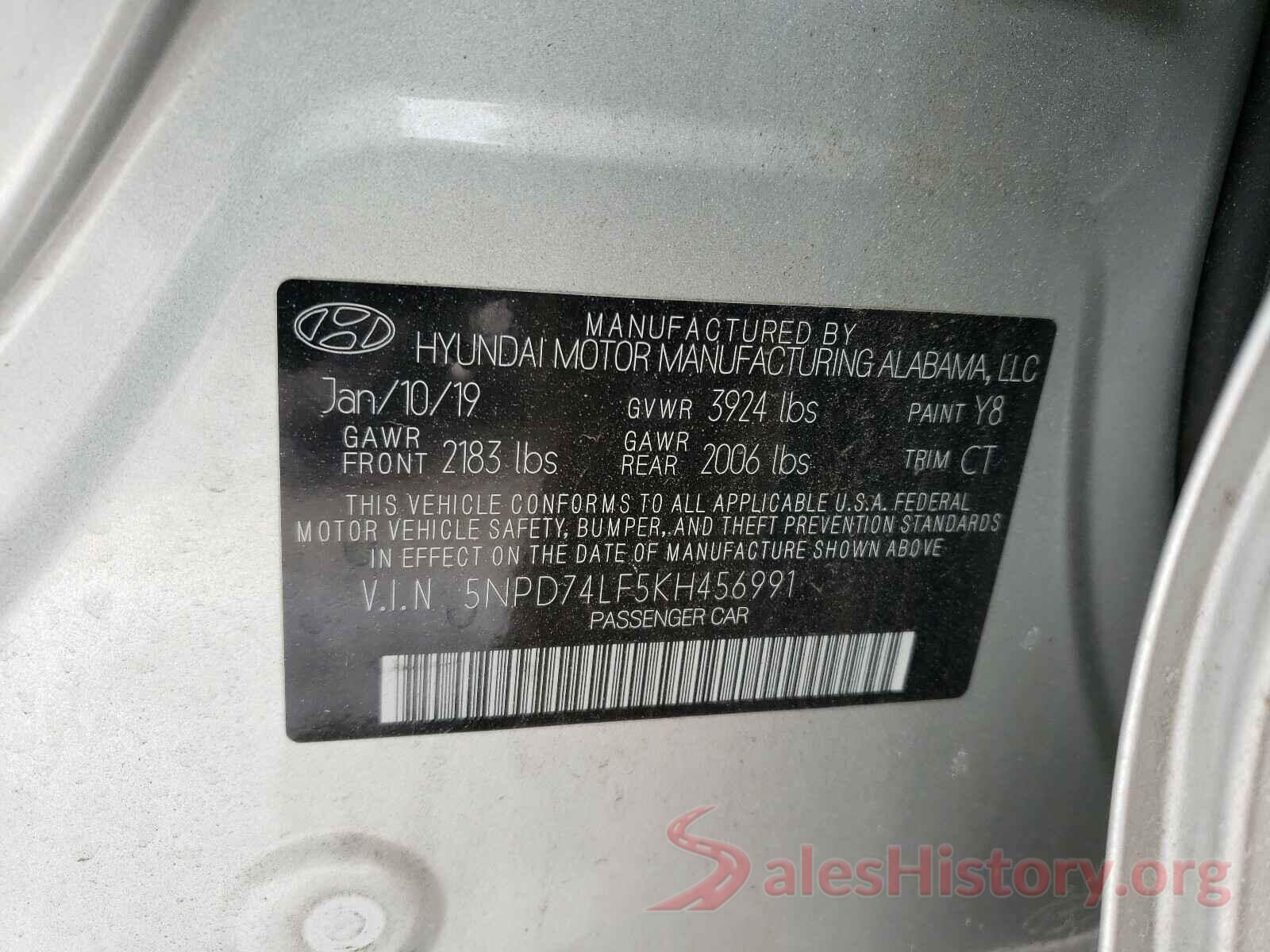 5NPD74LF5KH456991 2019 HYUNDAI ELANTRA