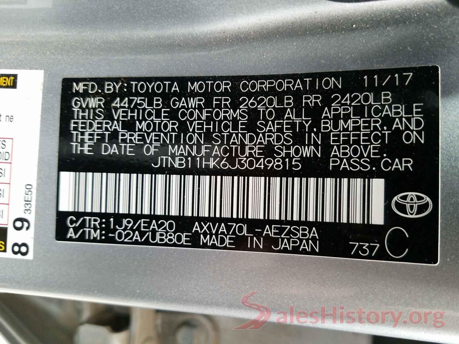 JTNB11HK6J3049815 2018 TOYOTA CAMRY