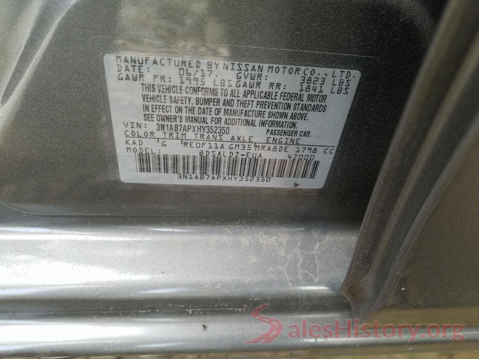 3N1AB7APXHY352350 2017 NISSAN SENTRA