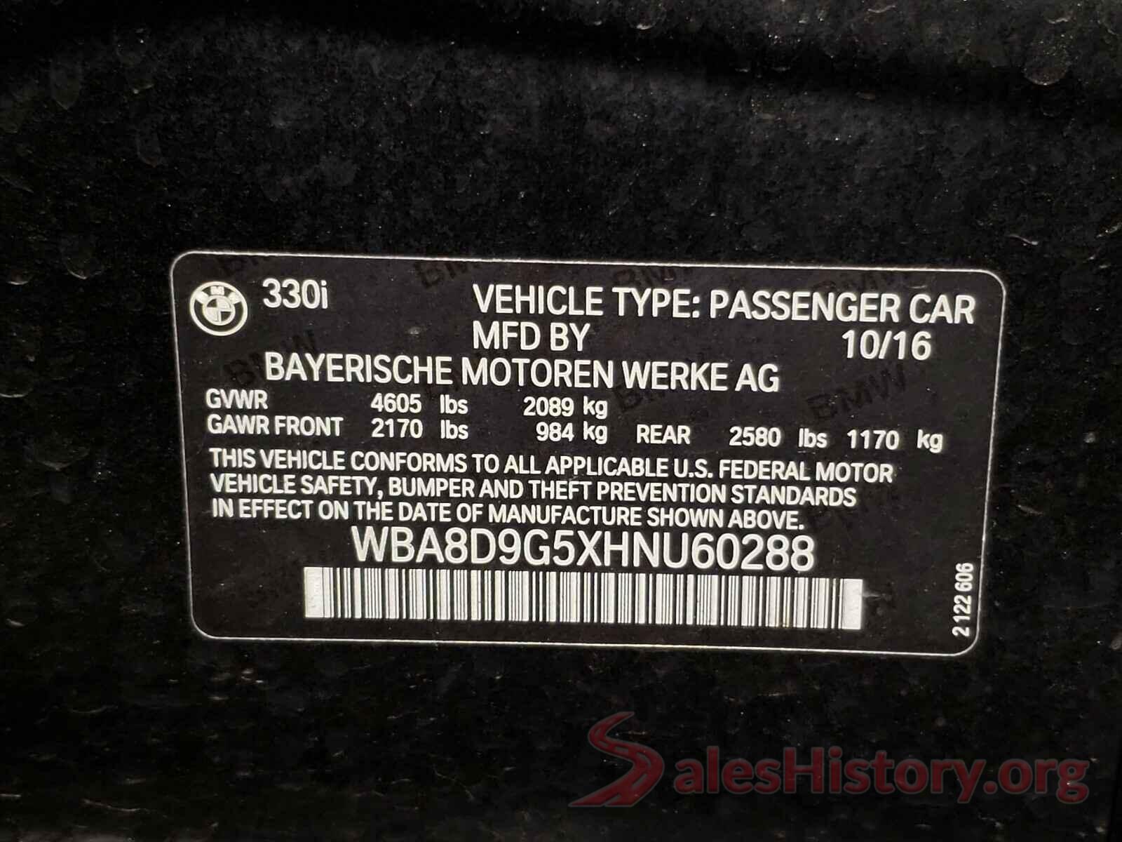 WBA8D9G5XHNU60288 2017 BMW 3 SERIES