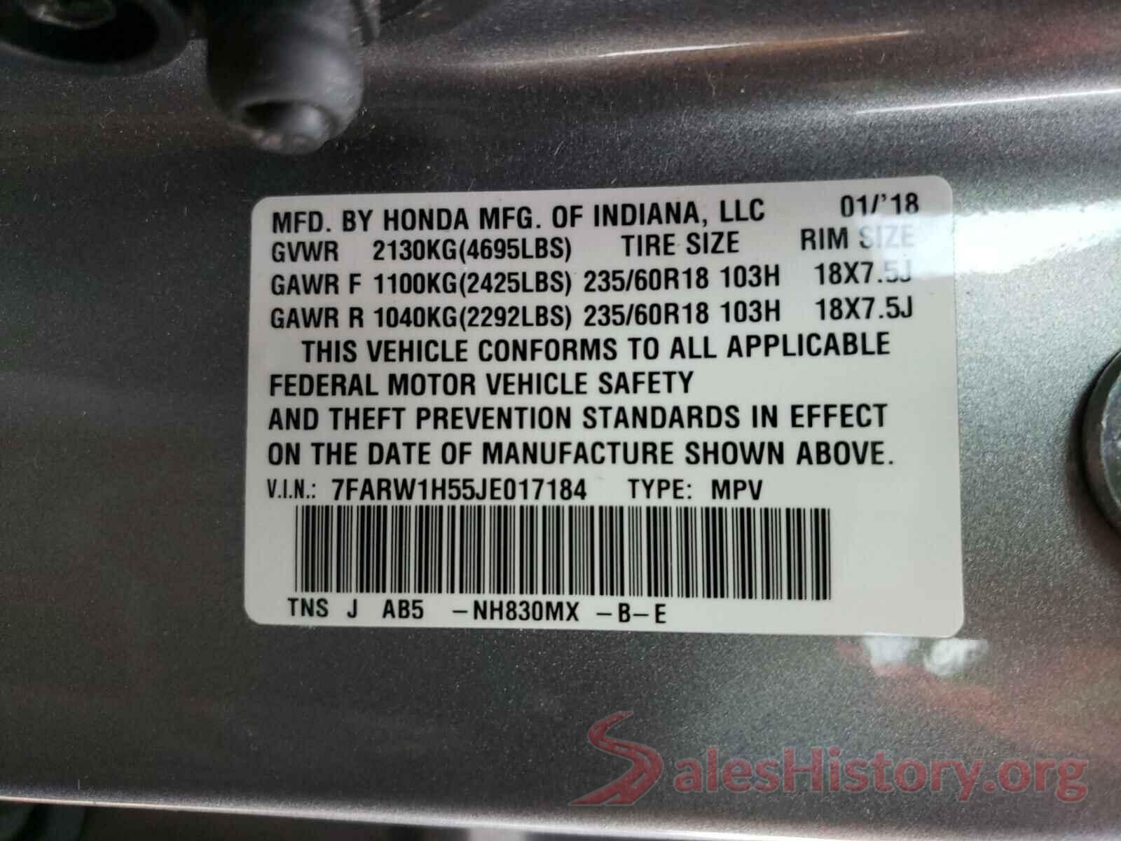 7FARW1H55JE017184 2018 HONDA CRV