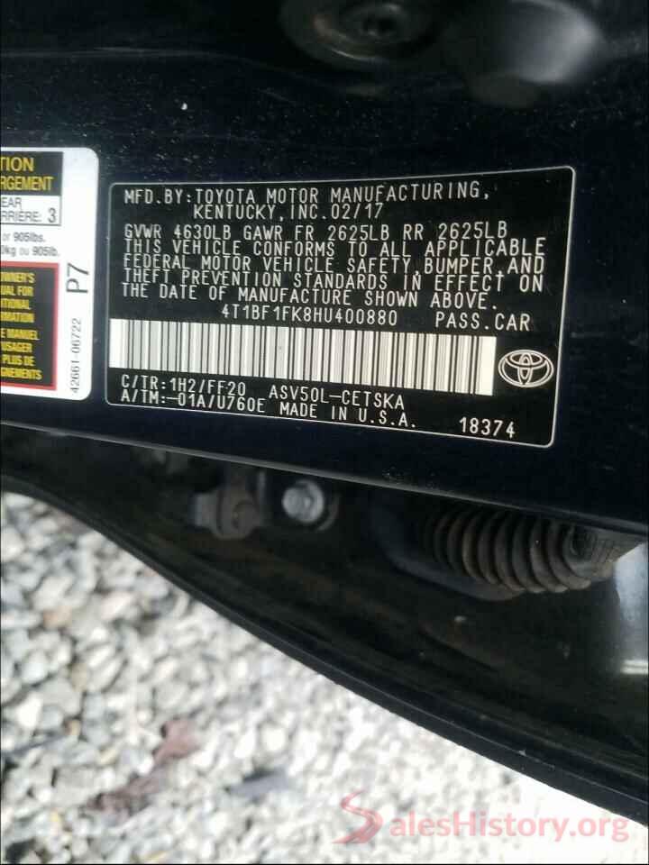 4T1BF1FK8HU400880 2017 TOYOTA CAMRY