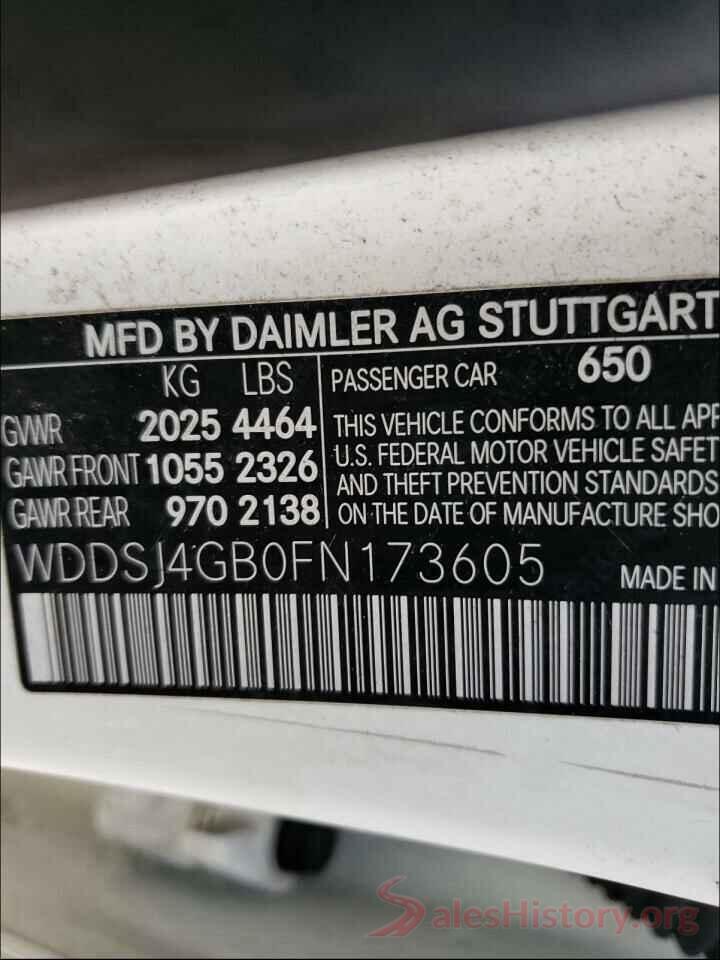 WDDSJ4GB0FN173605 2015 MERCEDES-BENZ C CLASS