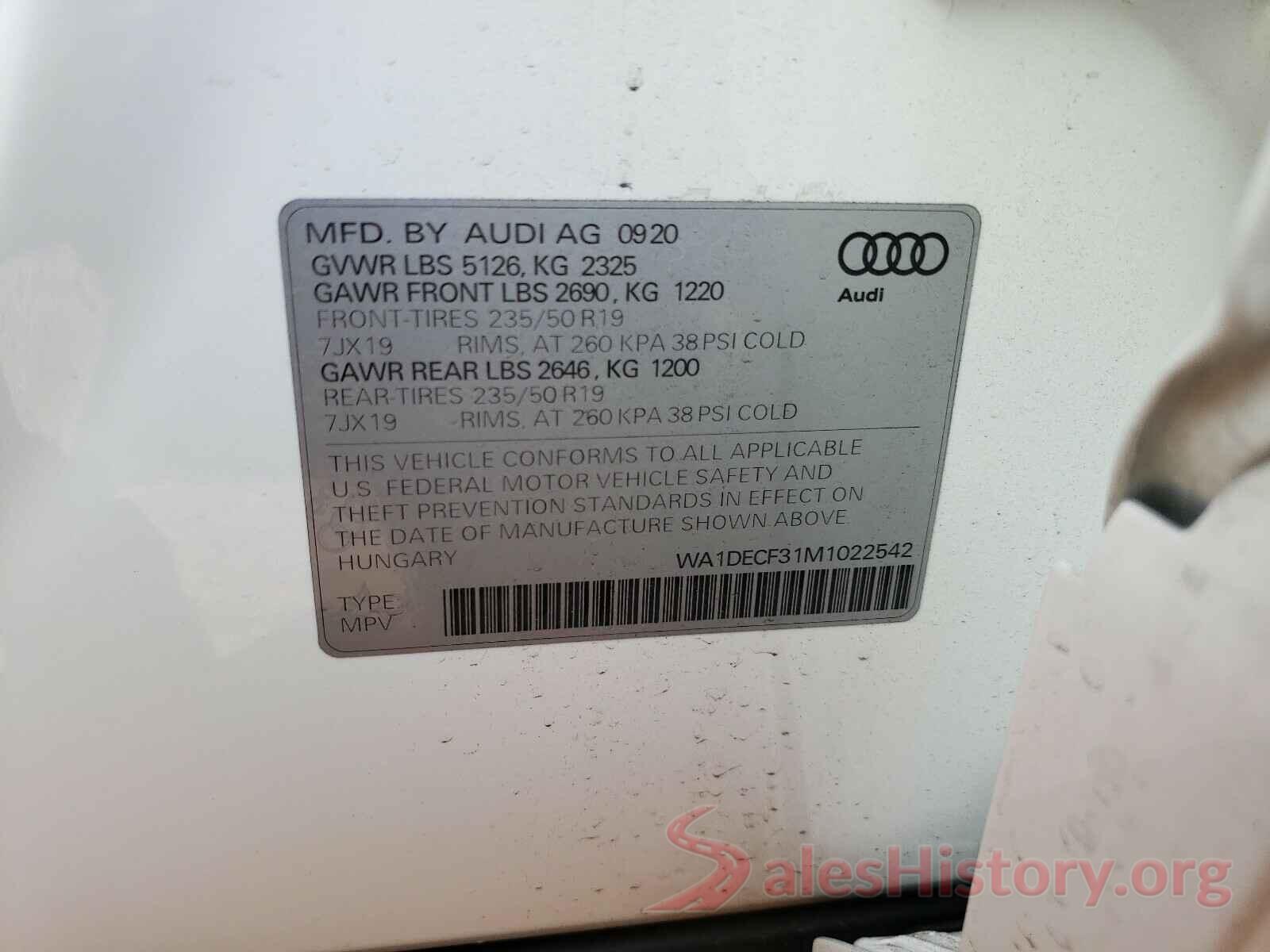 WA1DECF31M1022542 2021 AUDI Q3