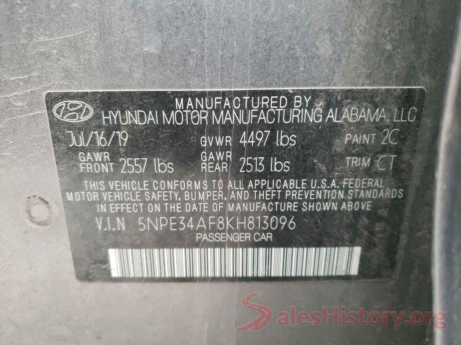 5NPE34AF8KH813096 2019 HYUNDAI SONATA