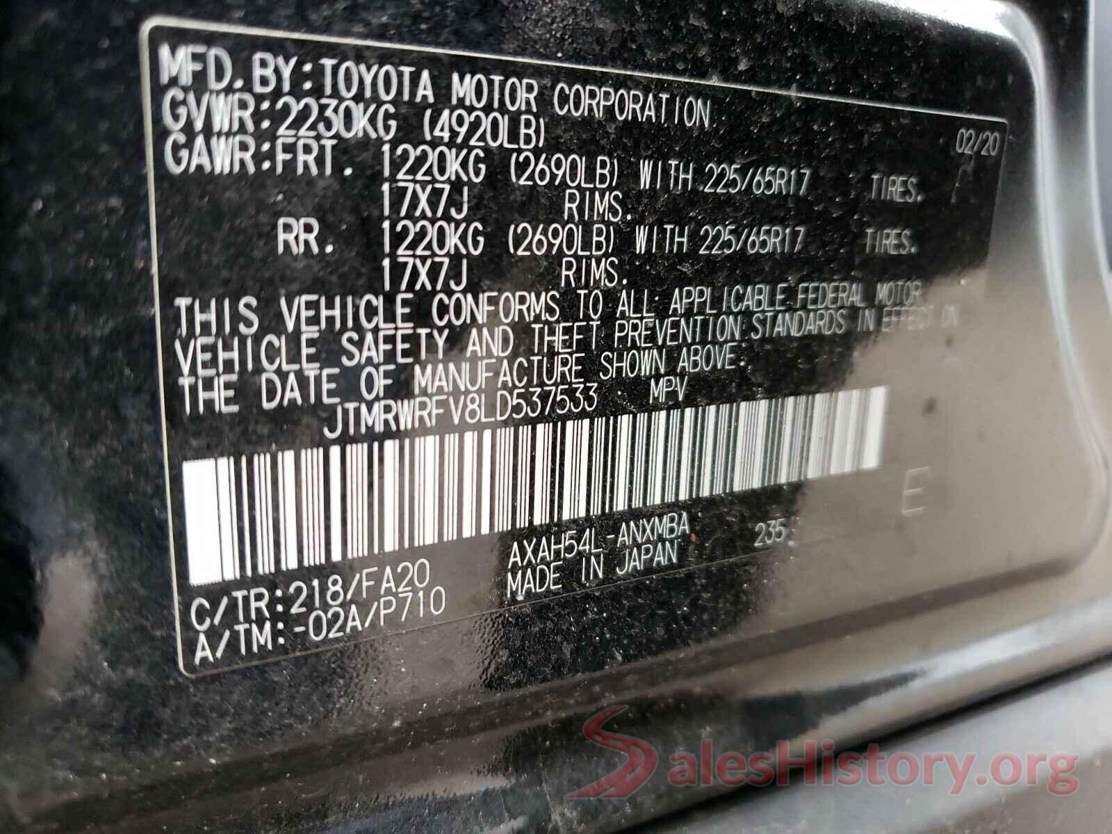 JTMRWRFV8LD537533 2020 TOYOTA RAV4