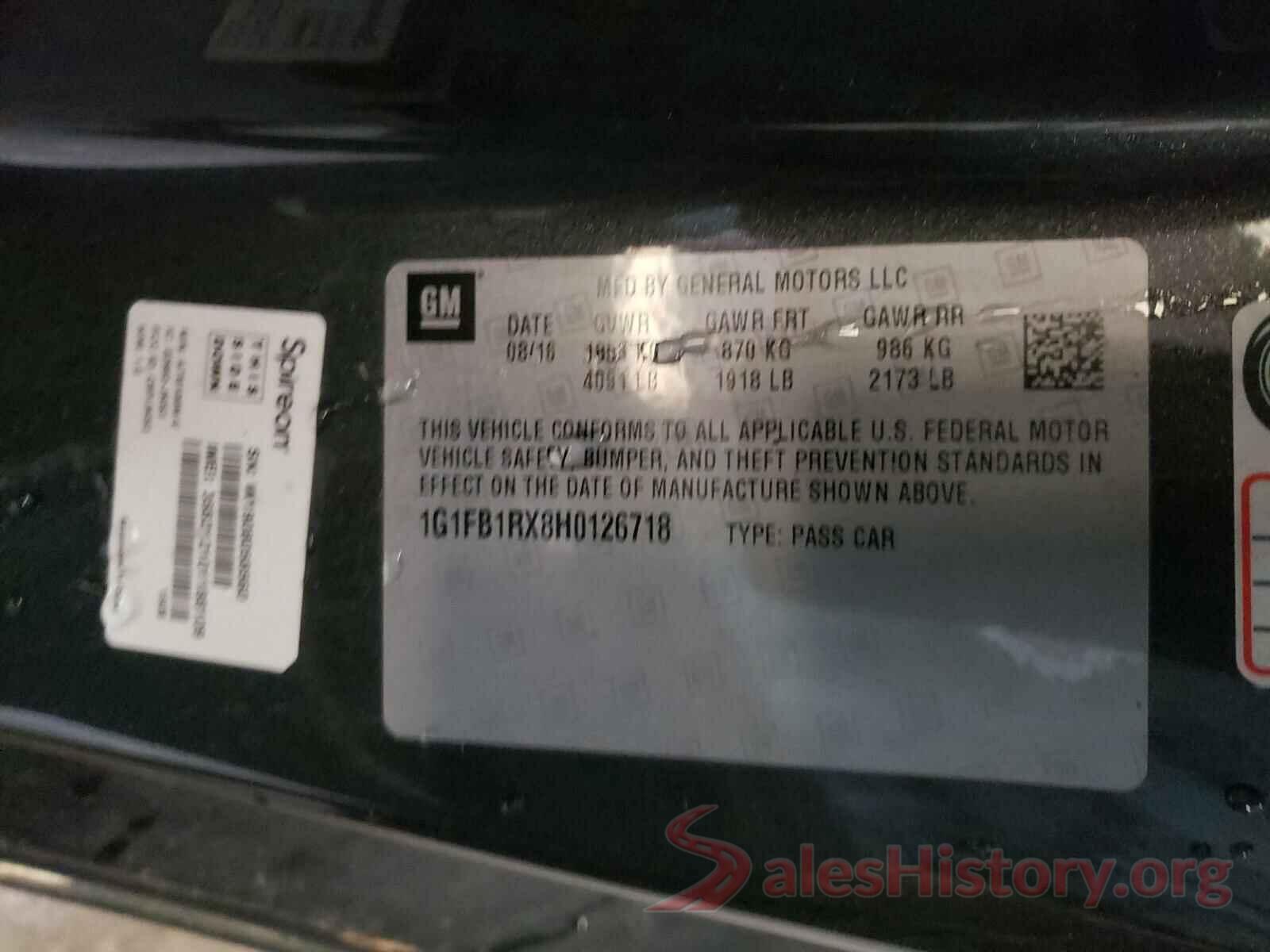 1G1FB1RX8H0126718 2017 CHEVROLET CAMARO