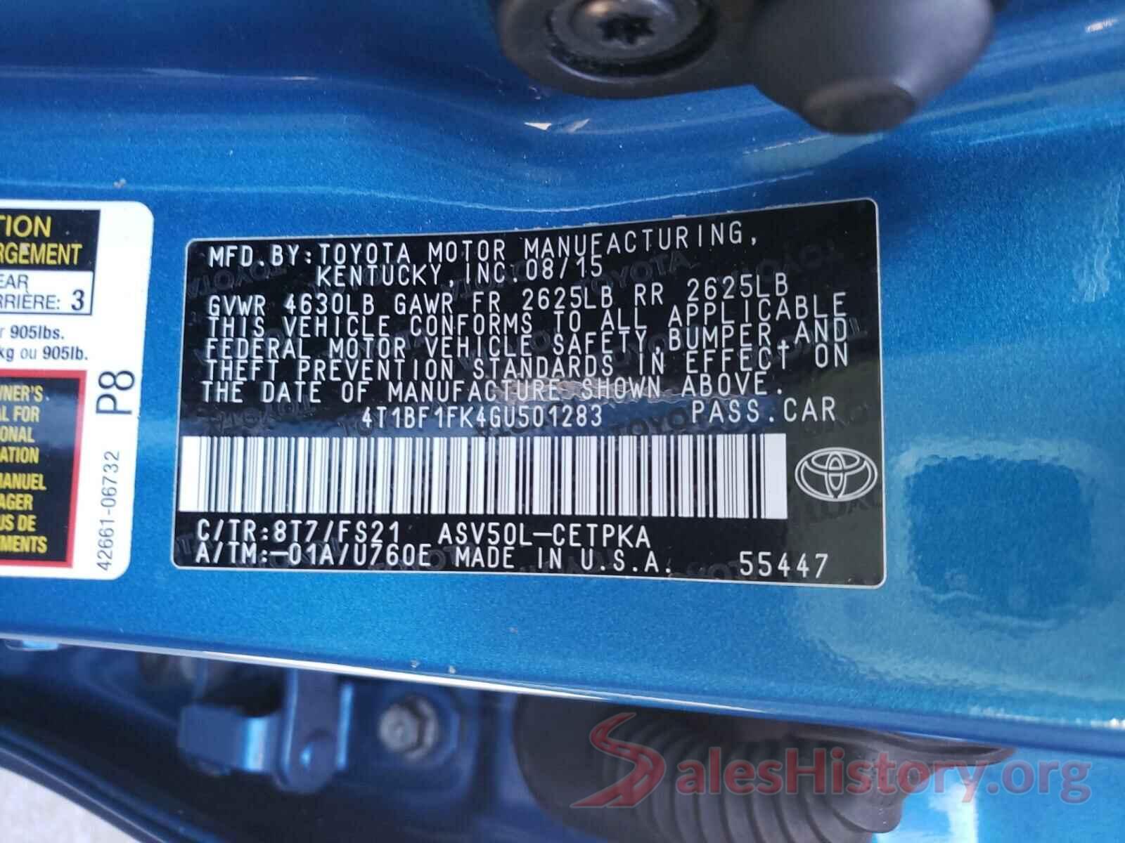 4T1BF1FK4GU501283 2016 TOYOTA CAMRY