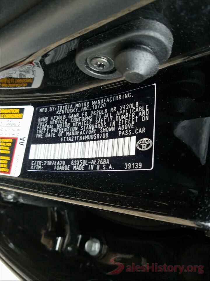 4T1AZ1FB4MU058700 2021 TOYOTA AVALON