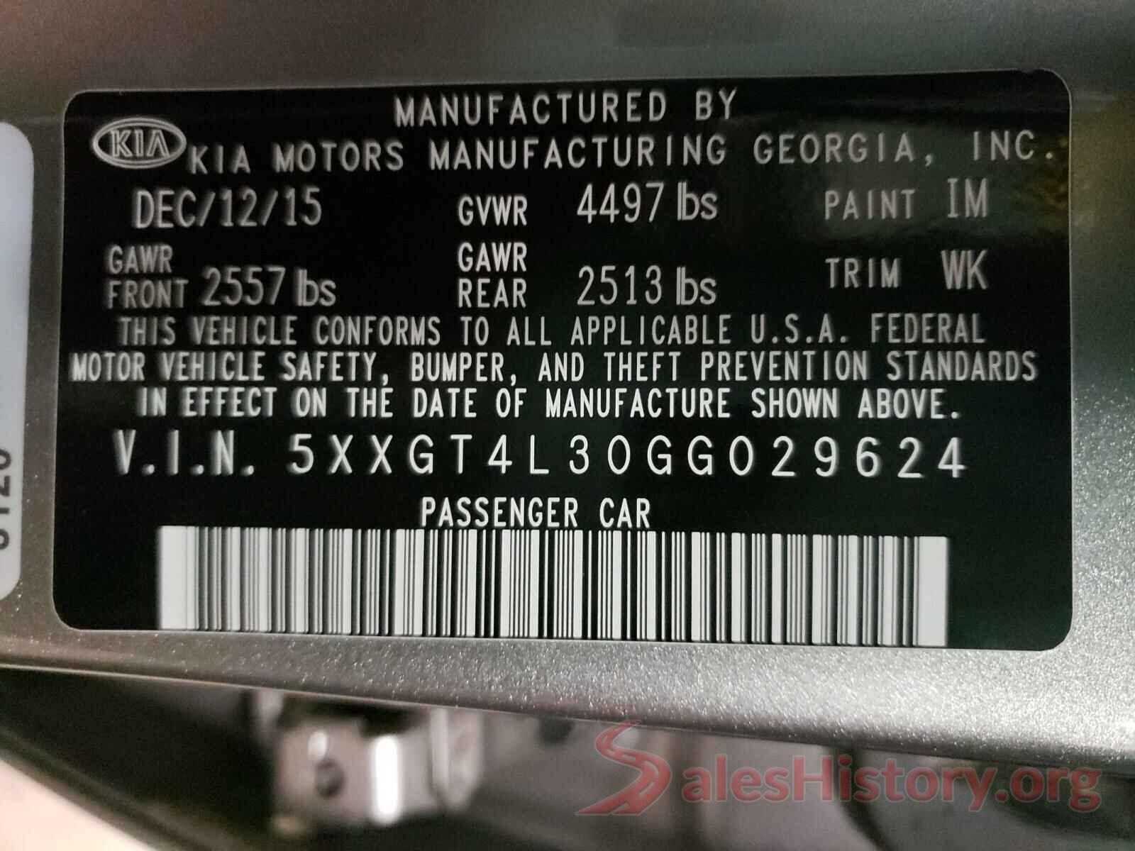 5XXGT4L30GG029624 2016 KIA OPTIMA