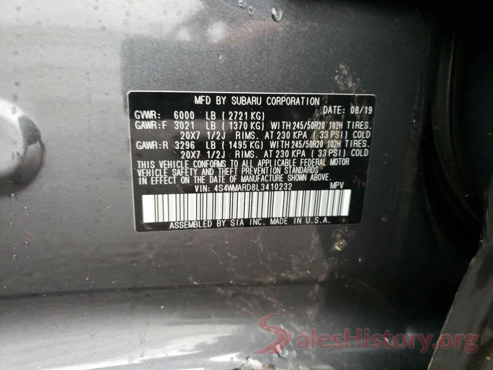 4S4WMARD8L3410232 2020 SUBARU ALL MODELS