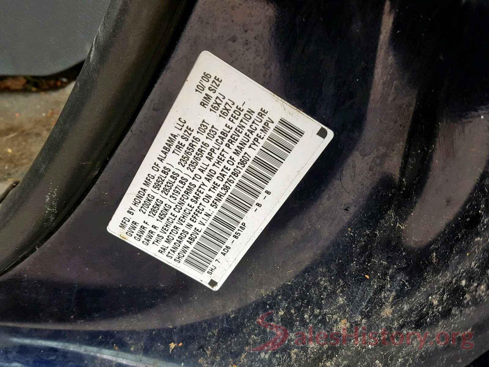 5FNRL38767B013607 2007 HONDA ODYSSEY EX