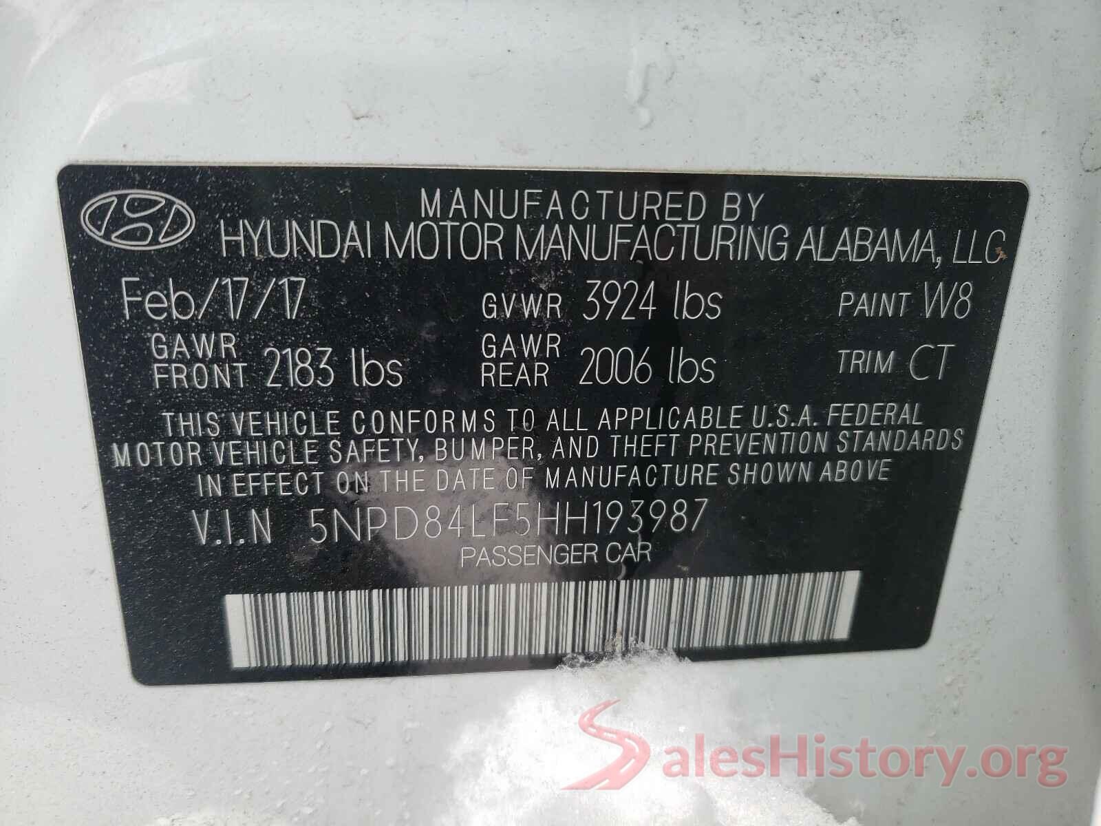 5NPD84LF5HH193987 2017 HYUNDAI ELANTRA