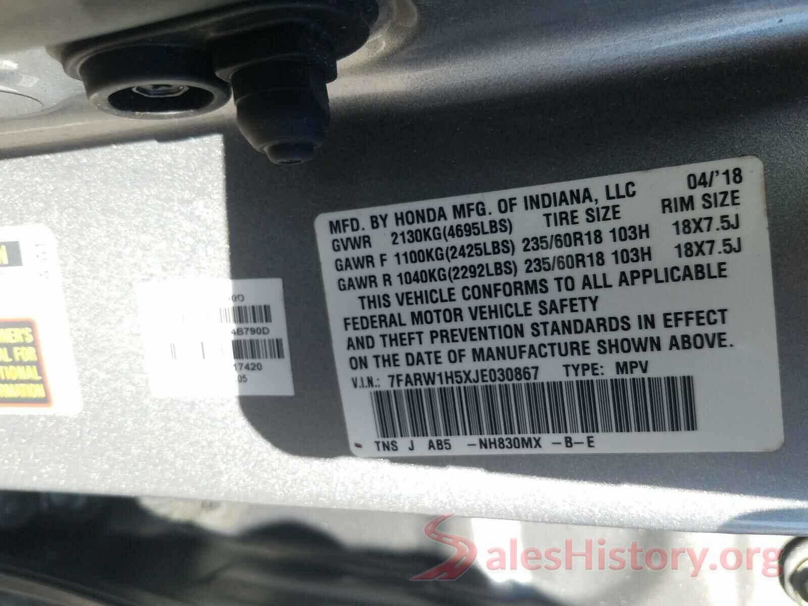 7FARW1H5XJE030867 2018 HONDA CRV