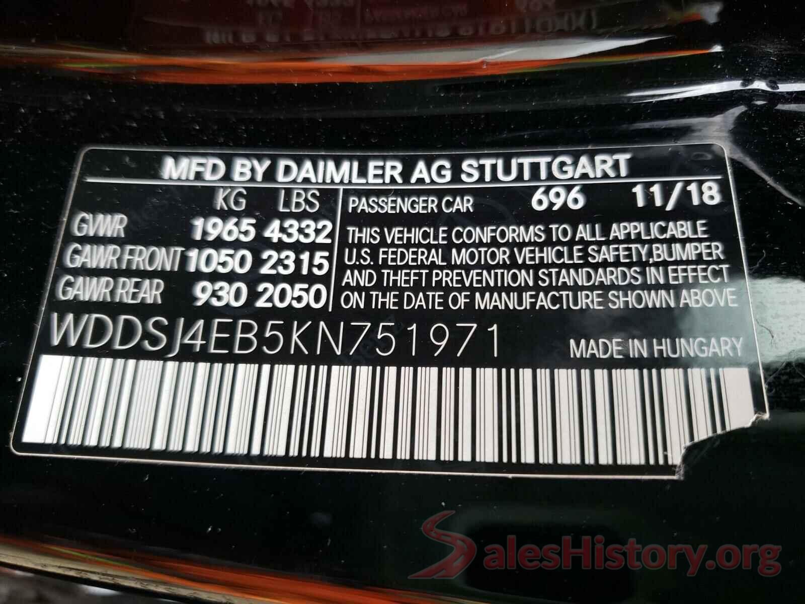 WDDSJ4EB5KN751971 2019 MERCEDES-BENZ C CLASS