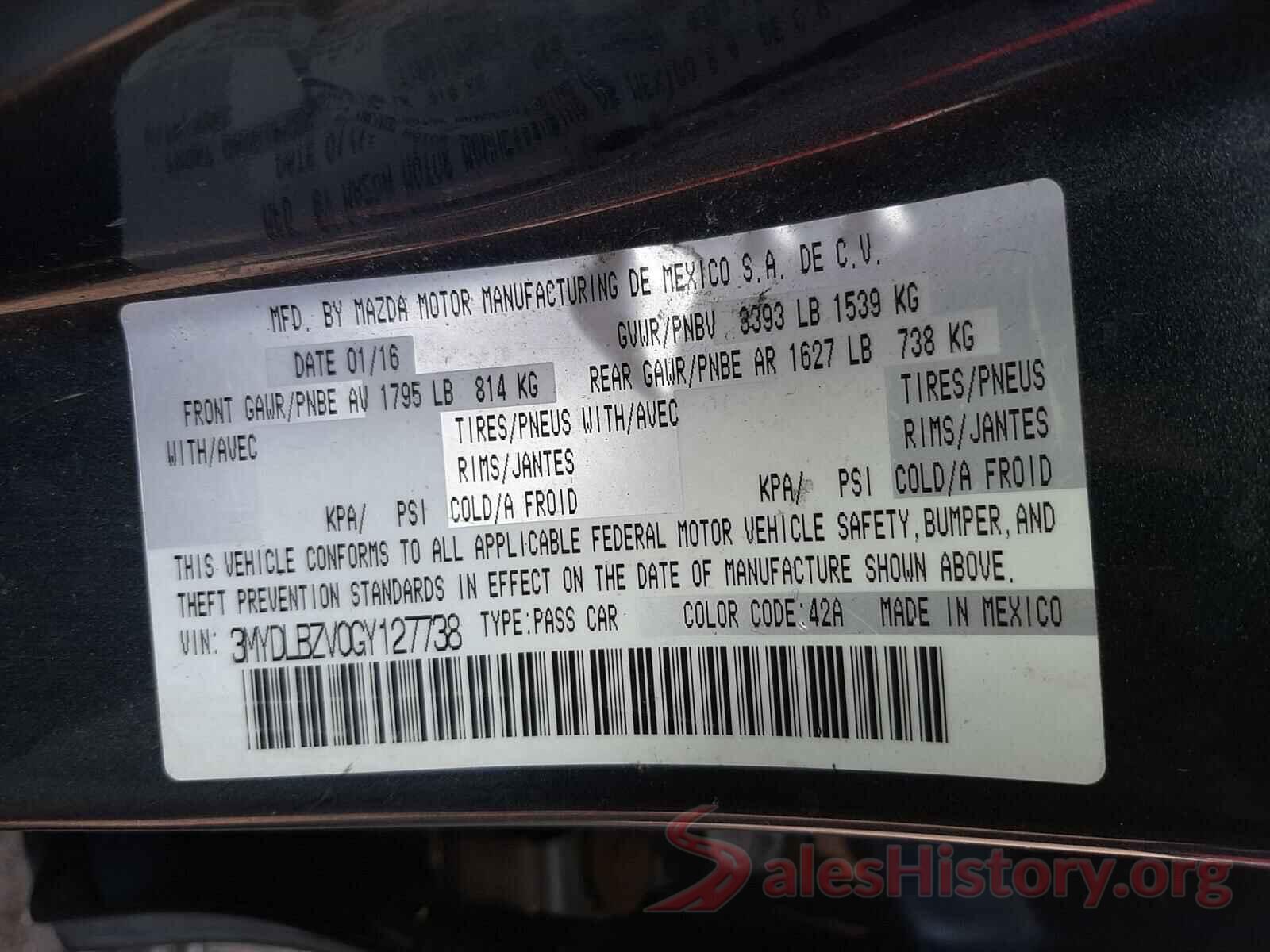 3MYDLBZV0GY127738 2016 TOYOTA SCION