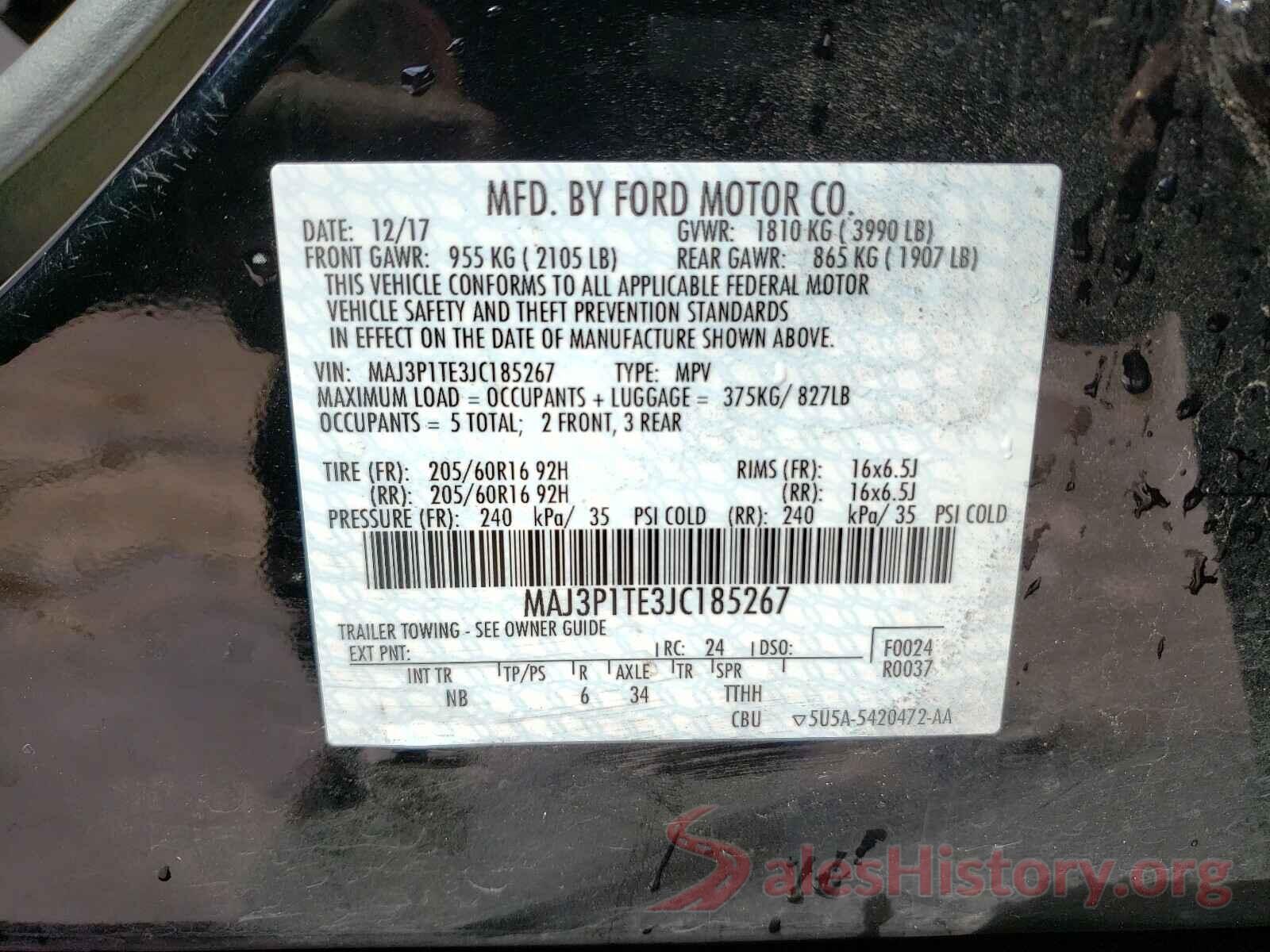 MAJ3P1TE3JC185267 2018 FORD ALL OTHER