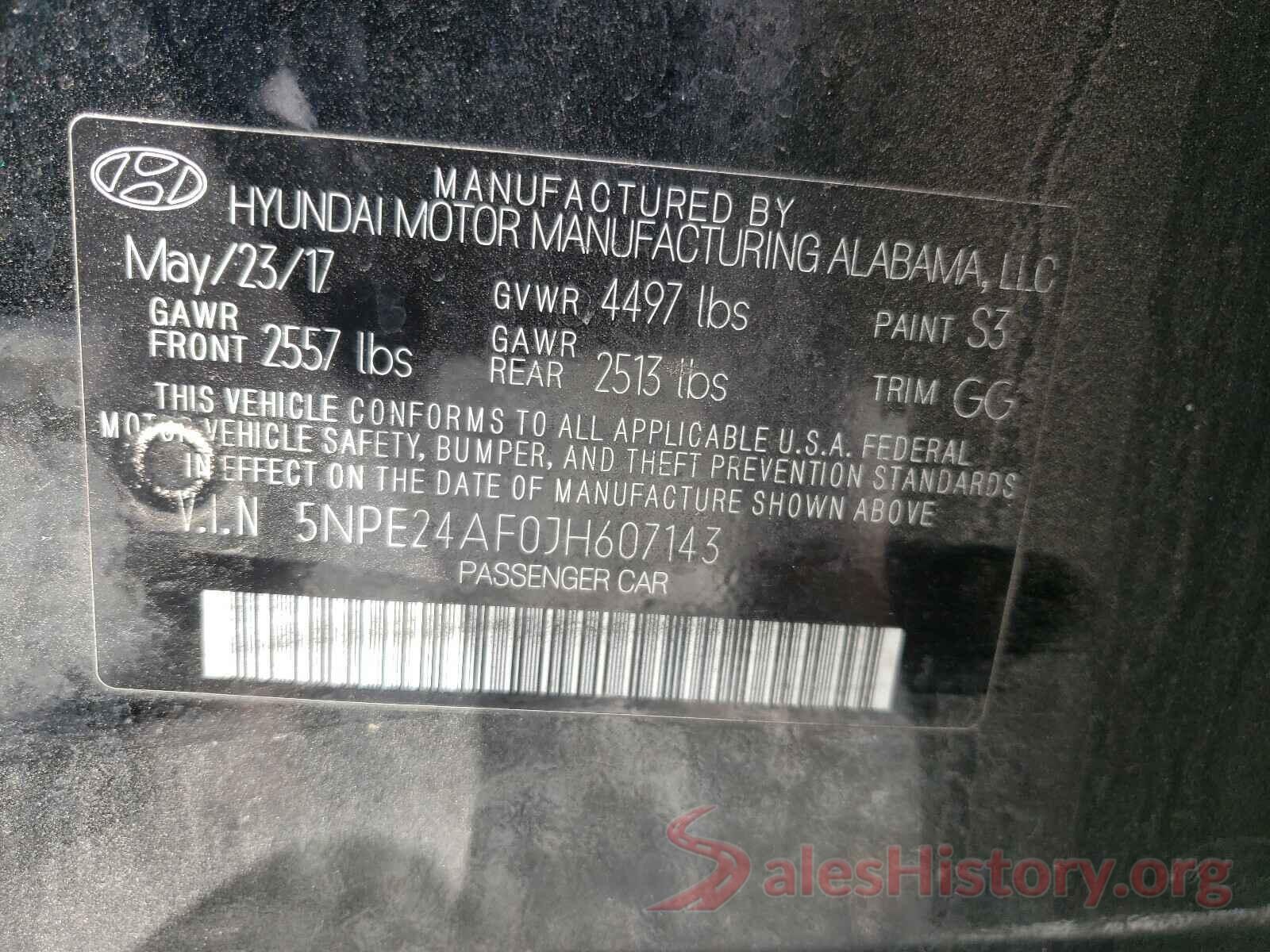 5NPE24AF0JH607143 2018 HYUNDAI SONATA