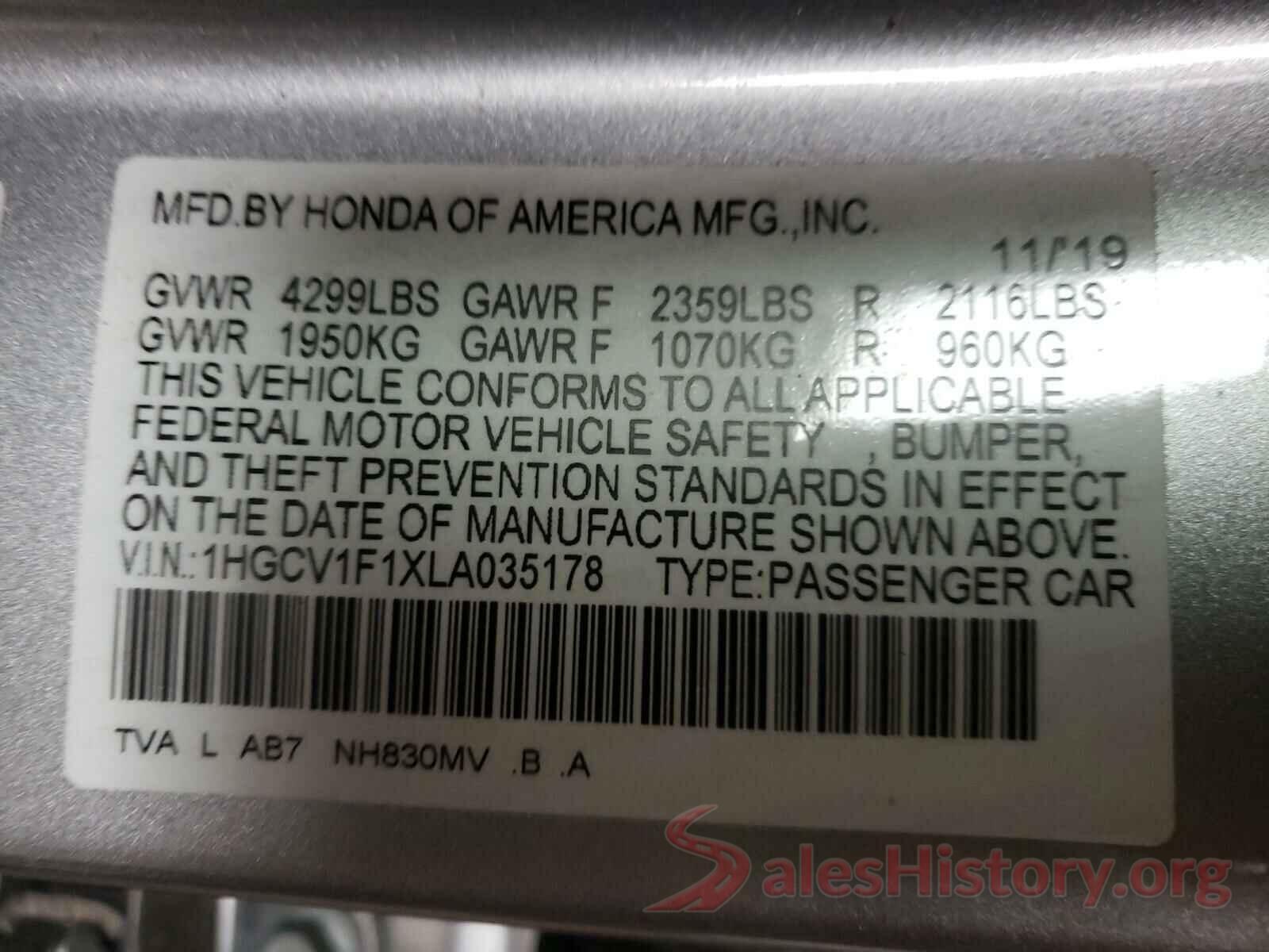 1HGCV1F1XLA035178 2020 HONDA ACCORD