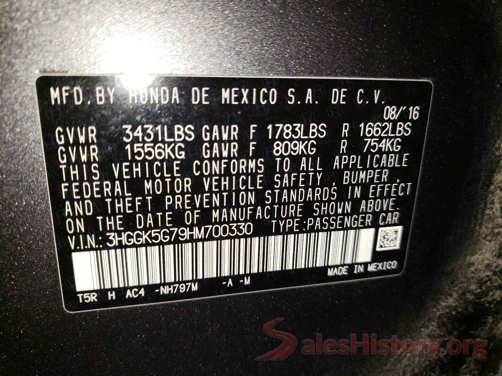 3HGGK5G79HM700330 2017 HONDA FIT