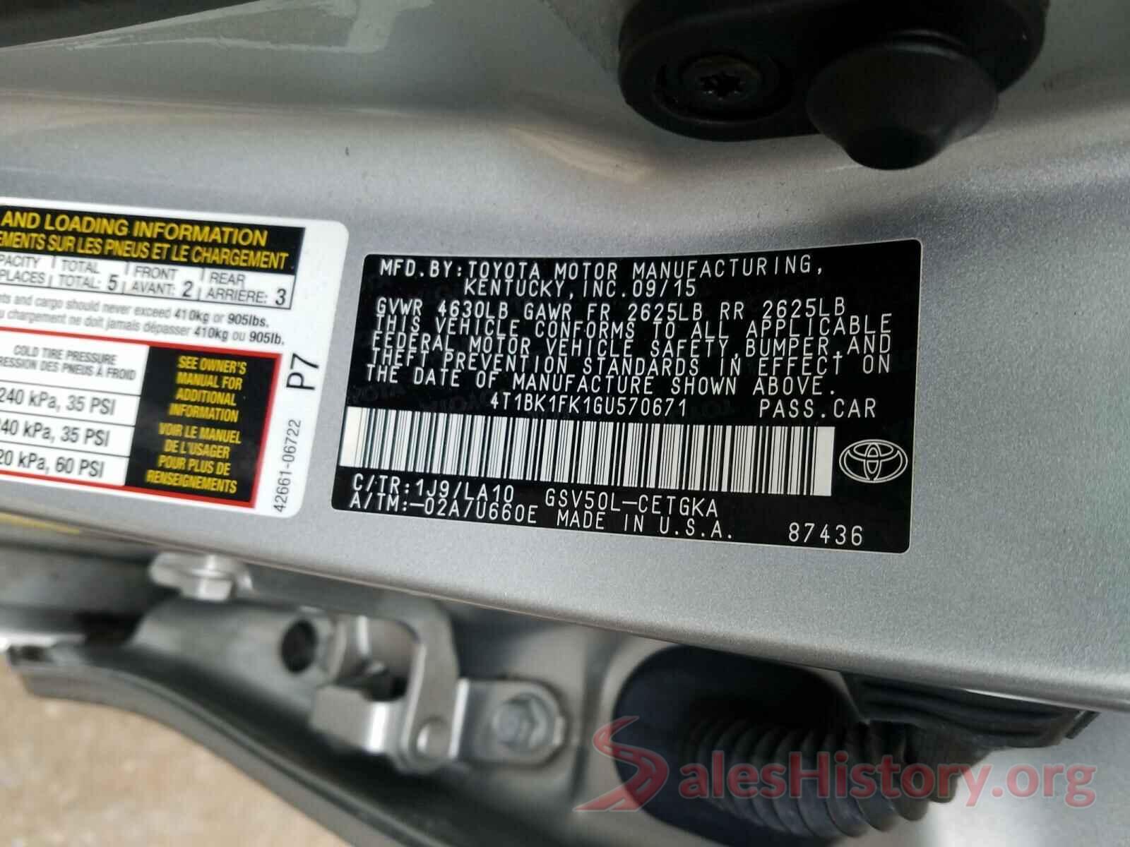 4T1BK1FK1GU570671 2016 TOYOTA CAMRY