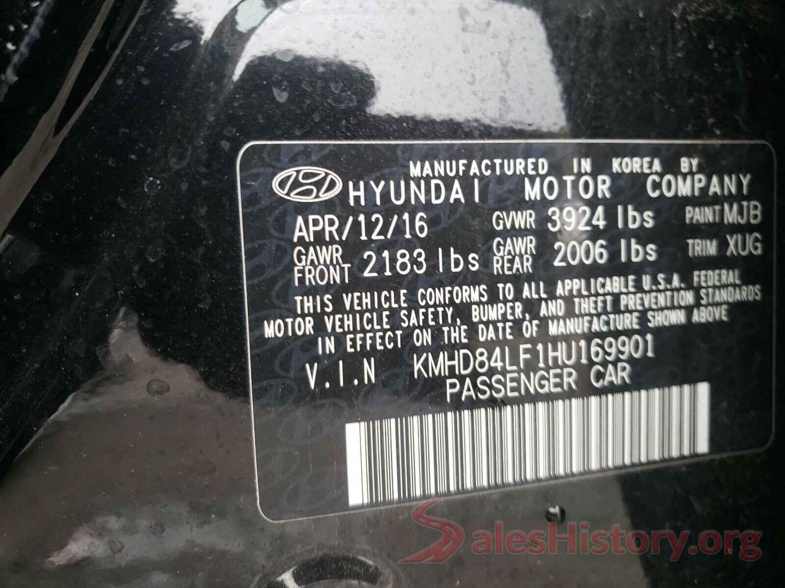 KMHD84LF1HU169901 2017 HYUNDAI ELANTRA