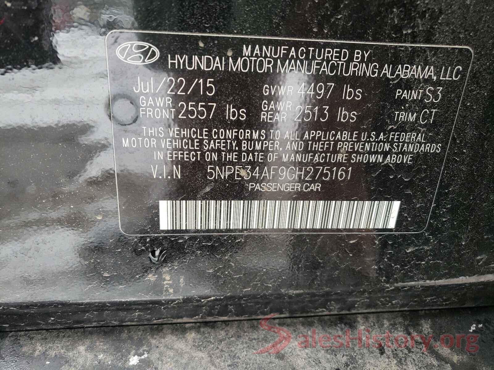 5NPE34AF9GH275161 2016 HYUNDAI SONATA