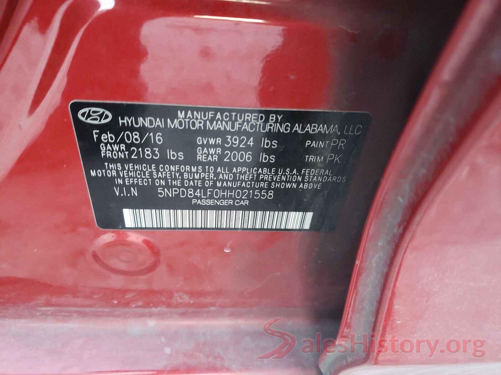 5NPD84LF0HH021558 2017 HYUNDAI ELANTRA