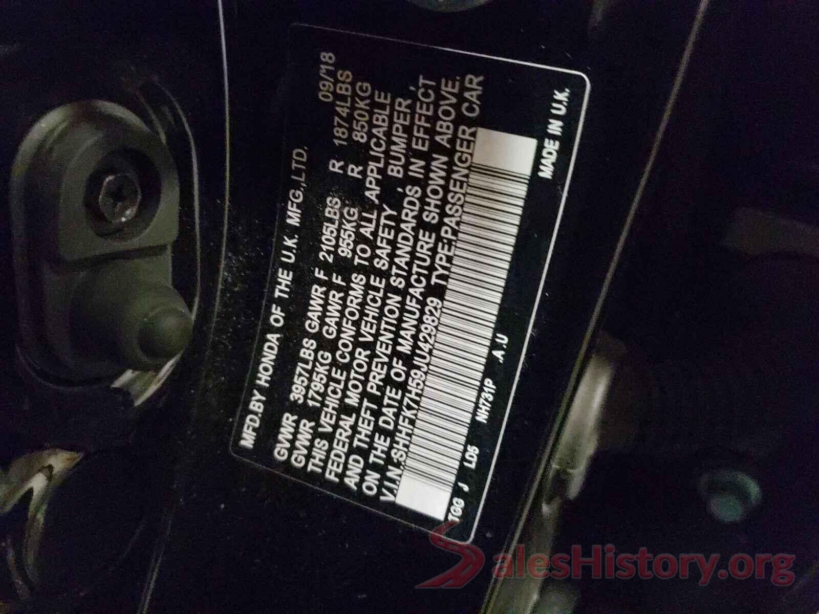 SHHFK7H59JU429829 2018 HONDA CIVIC