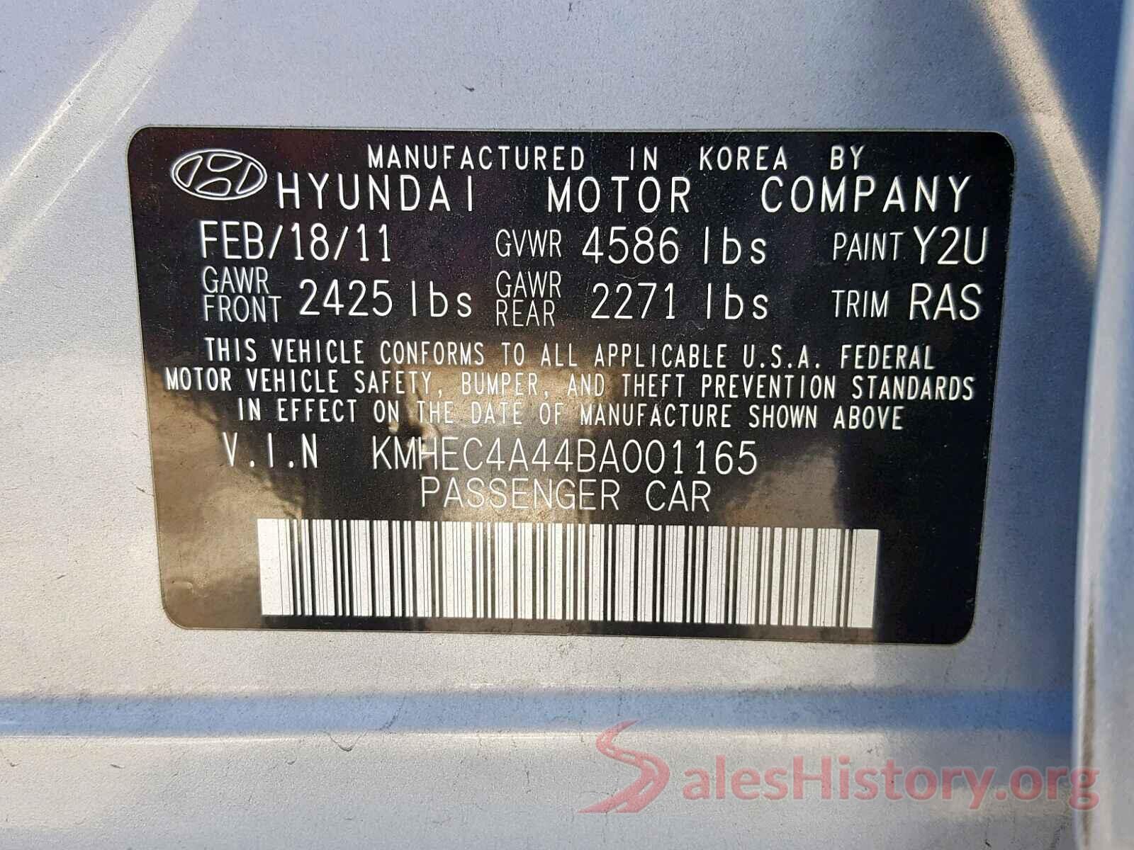 KMHEC4A44BA001165 2011 HYUNDAI SONATA