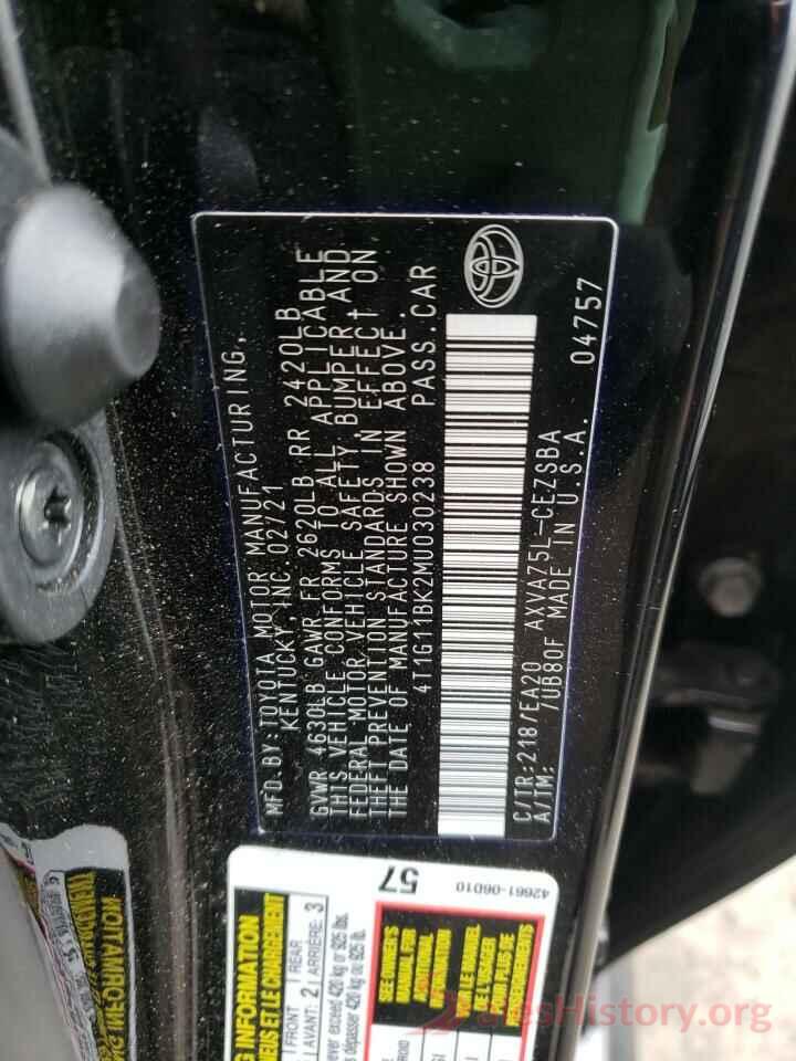 4T1G11BK2MU030238 2021 TOYOTA CAMRY