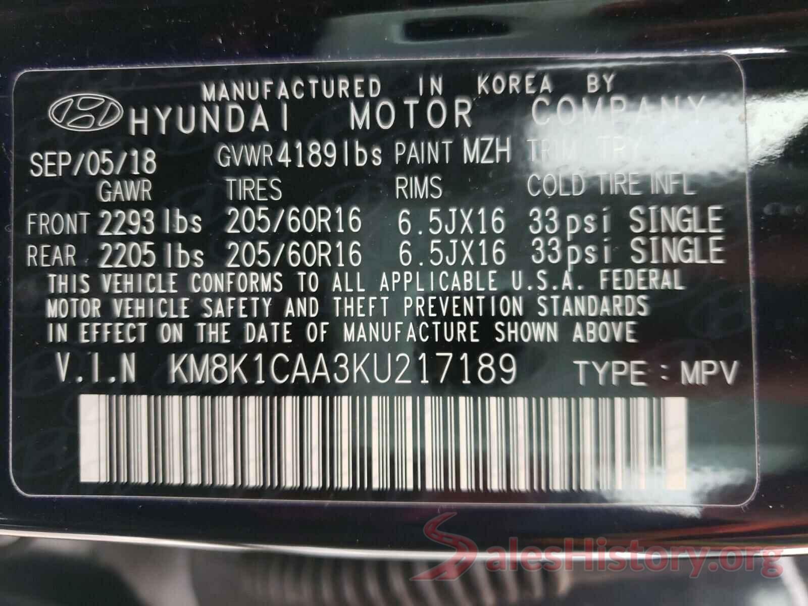 KM8K1CAA3KU217189 2019 HYUNDAI KONA