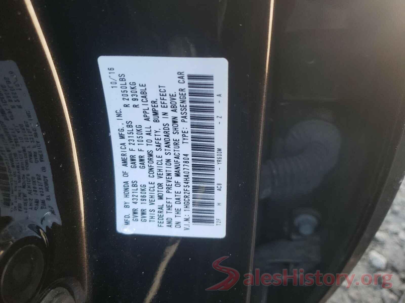 1HGCR2F54HA077804 2017 HONDA ACCORD