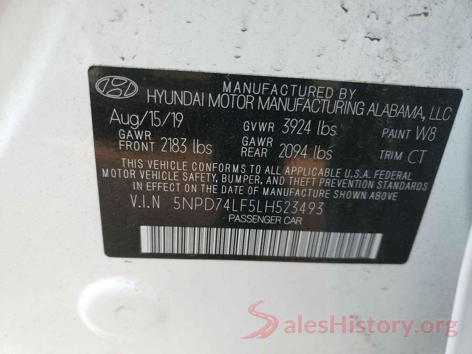 5NPD74LF5LH523493 2020 HYUNDAI ELANTRA