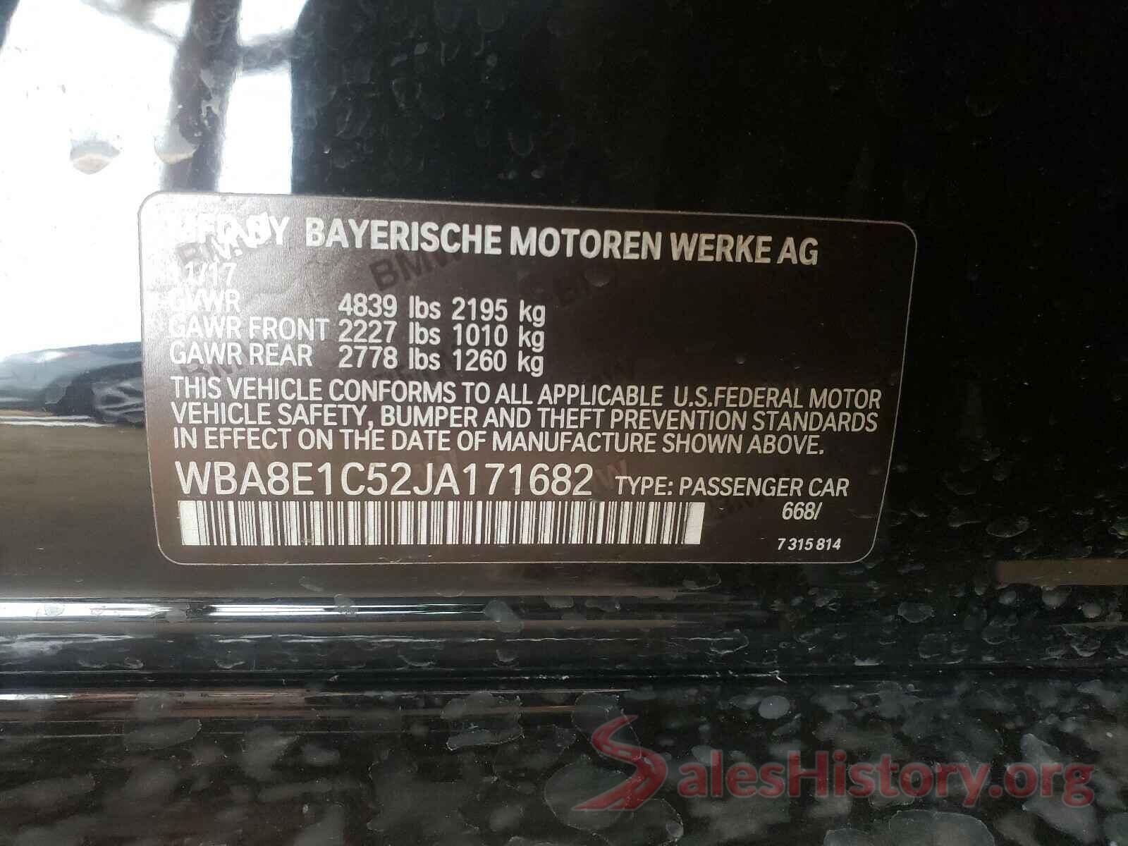 WBA8E1C52JA171682 2018 BMW 3 SERIES