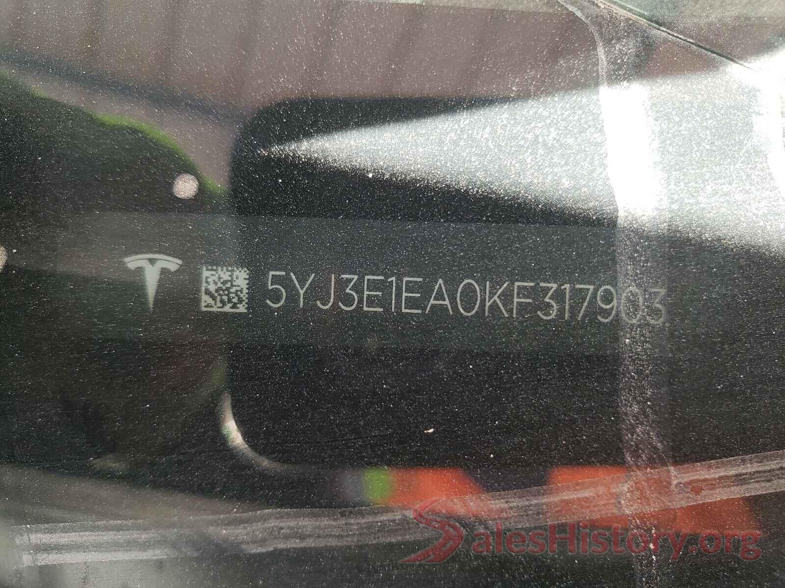 5YJ3E1EA0KF317903 2019 TESLA MODEL 3