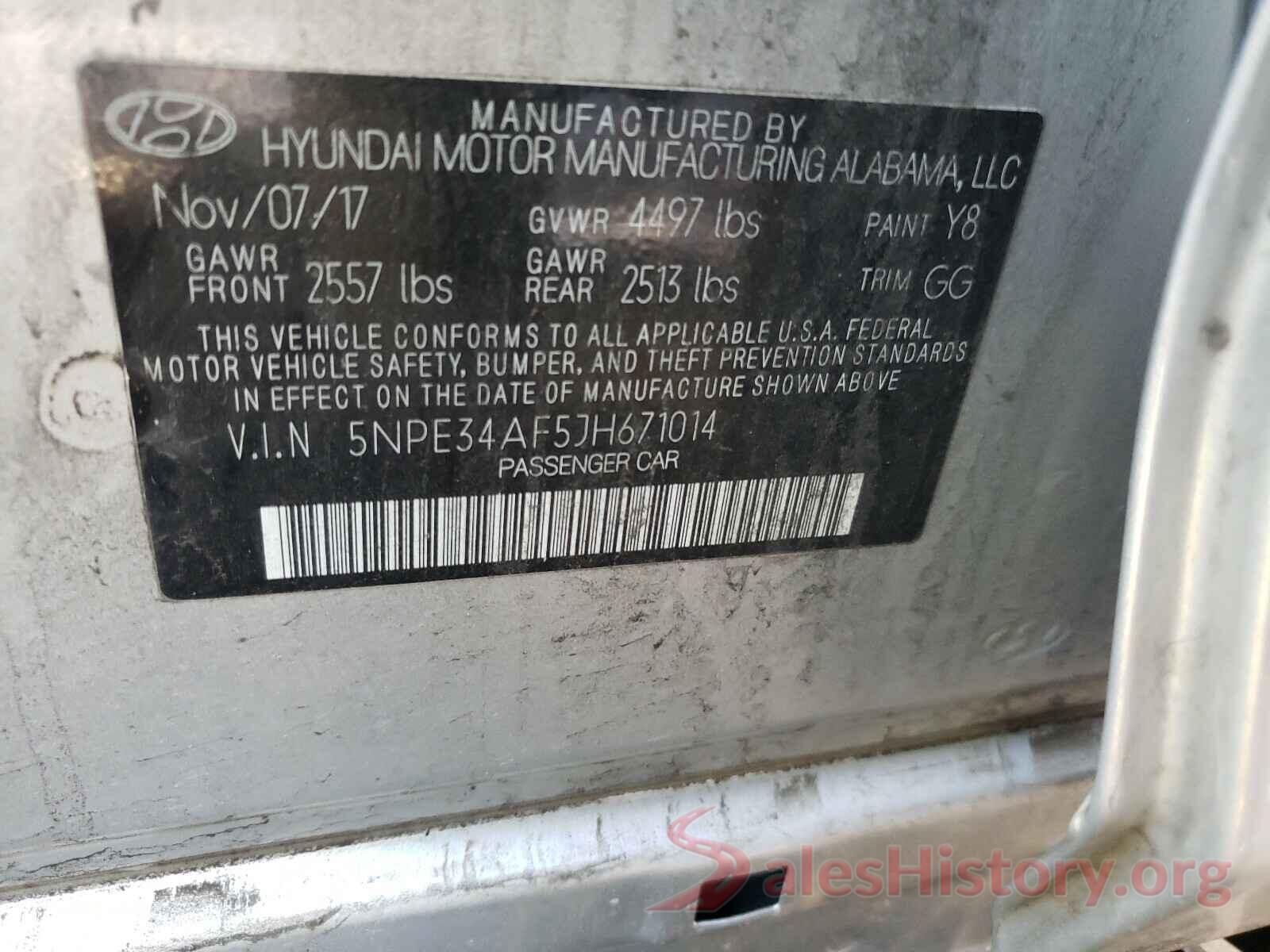 5NPE34AF5JH671014 2018 HYUNDAI SONATA