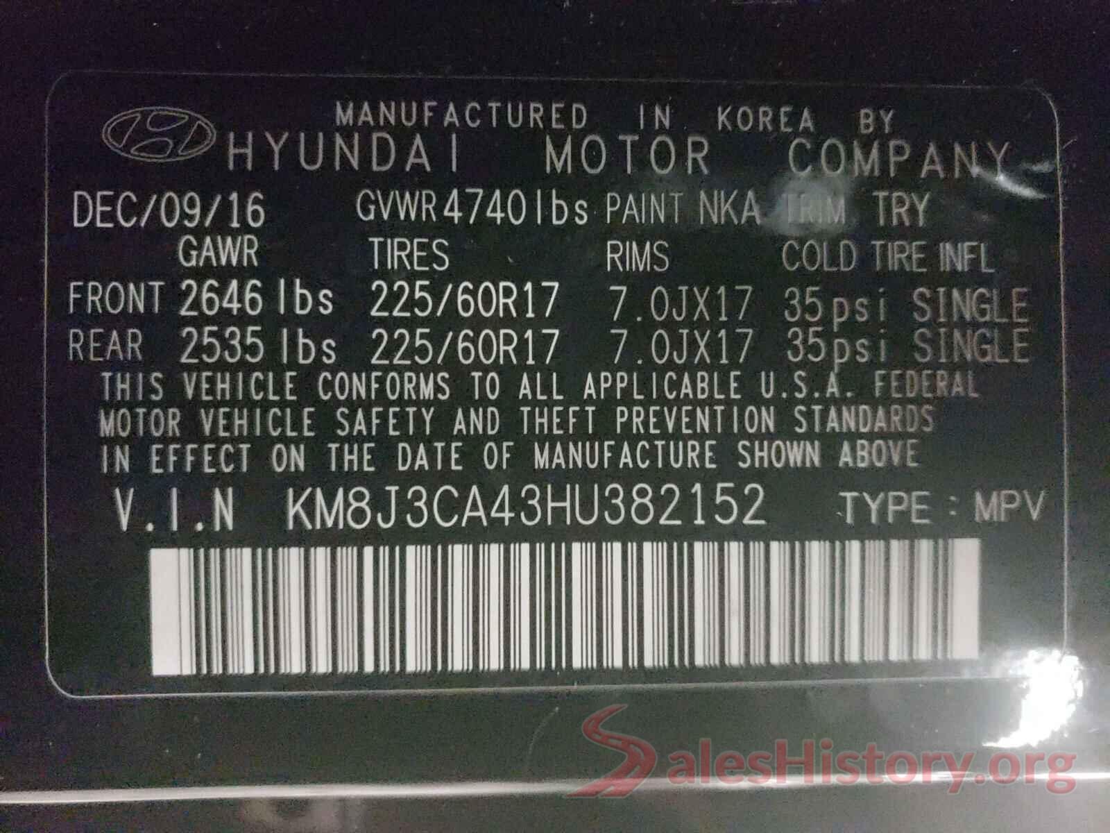 KM8J3CA43HU382152 2017 HYUNDAI TUCSON