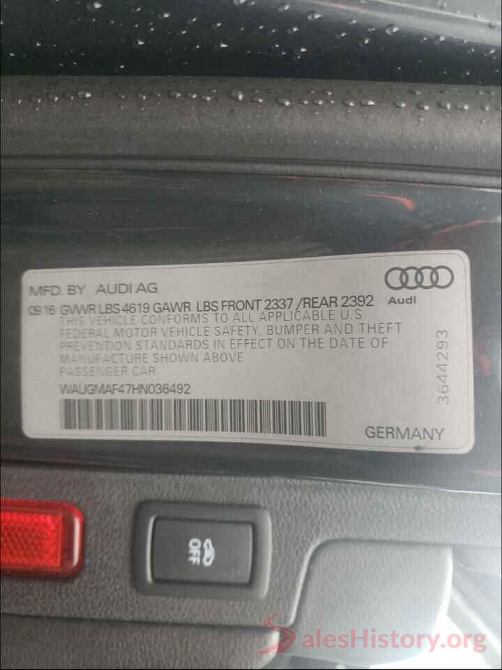 WAUGMAF47HN036492 2017 AUDI A4