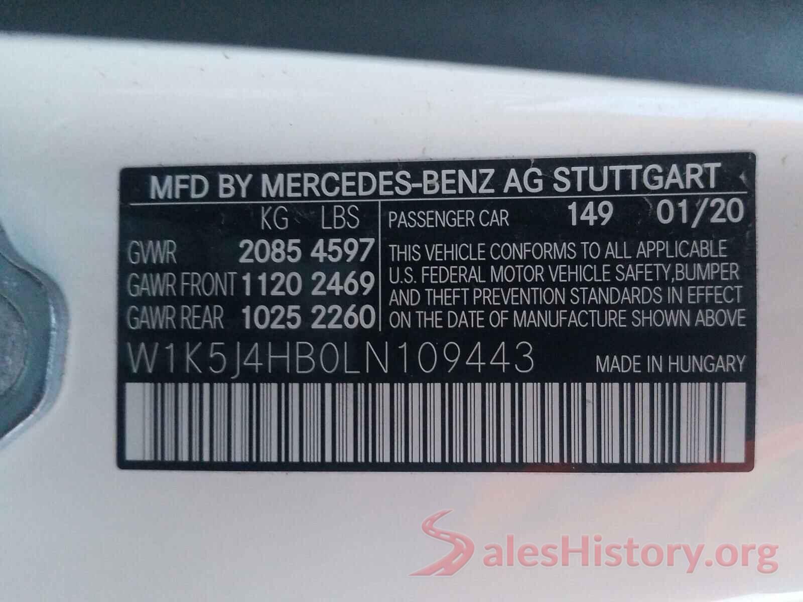 W1K5J4HB0LN109443 2020 MERCEDES-BENZ C CLASS