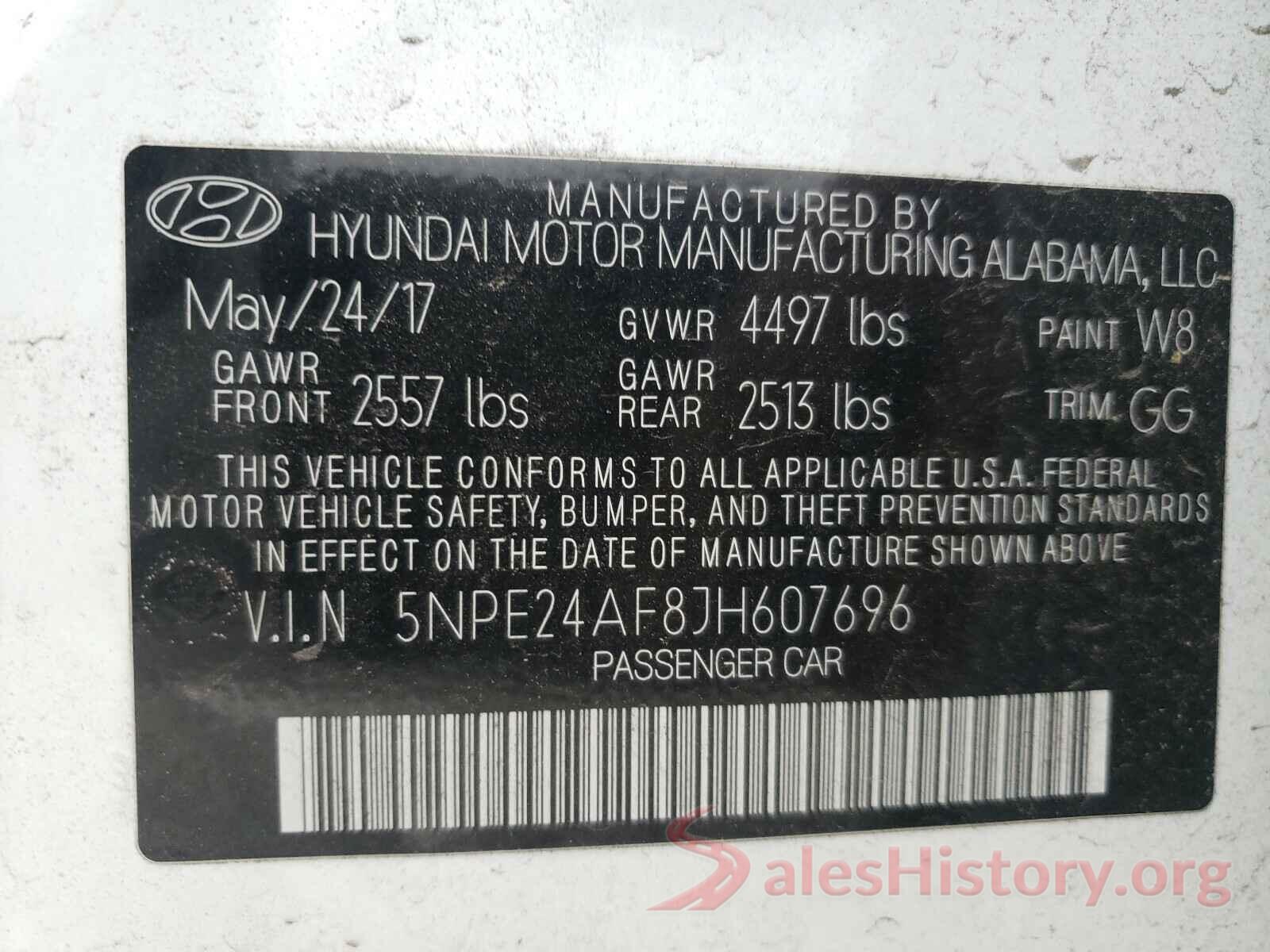 5NPE24AF8JH607696 2018 HYUNDAI SONATA