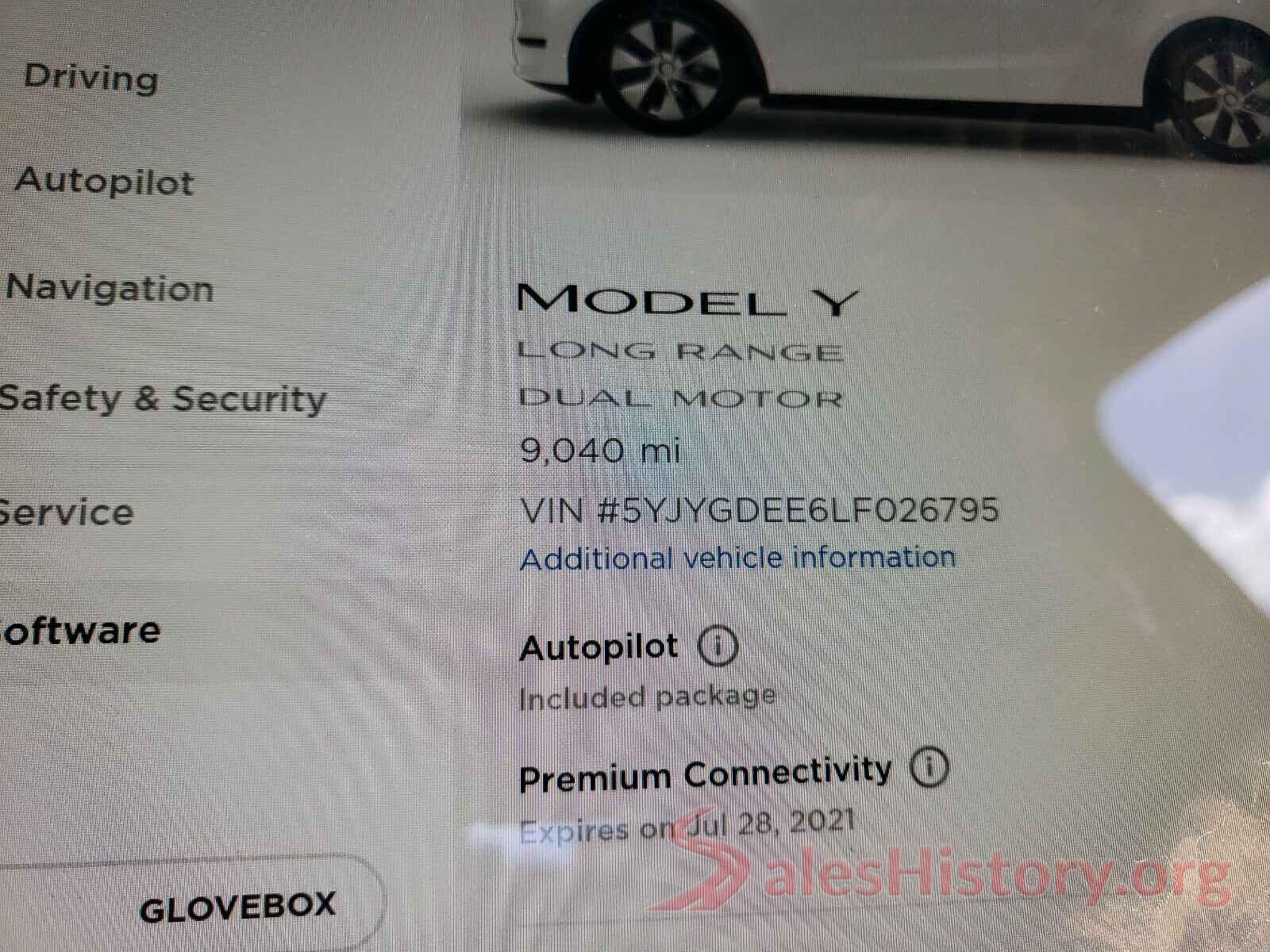 5YJYGDEE6LF026795 2020 TESLA MODEL Y