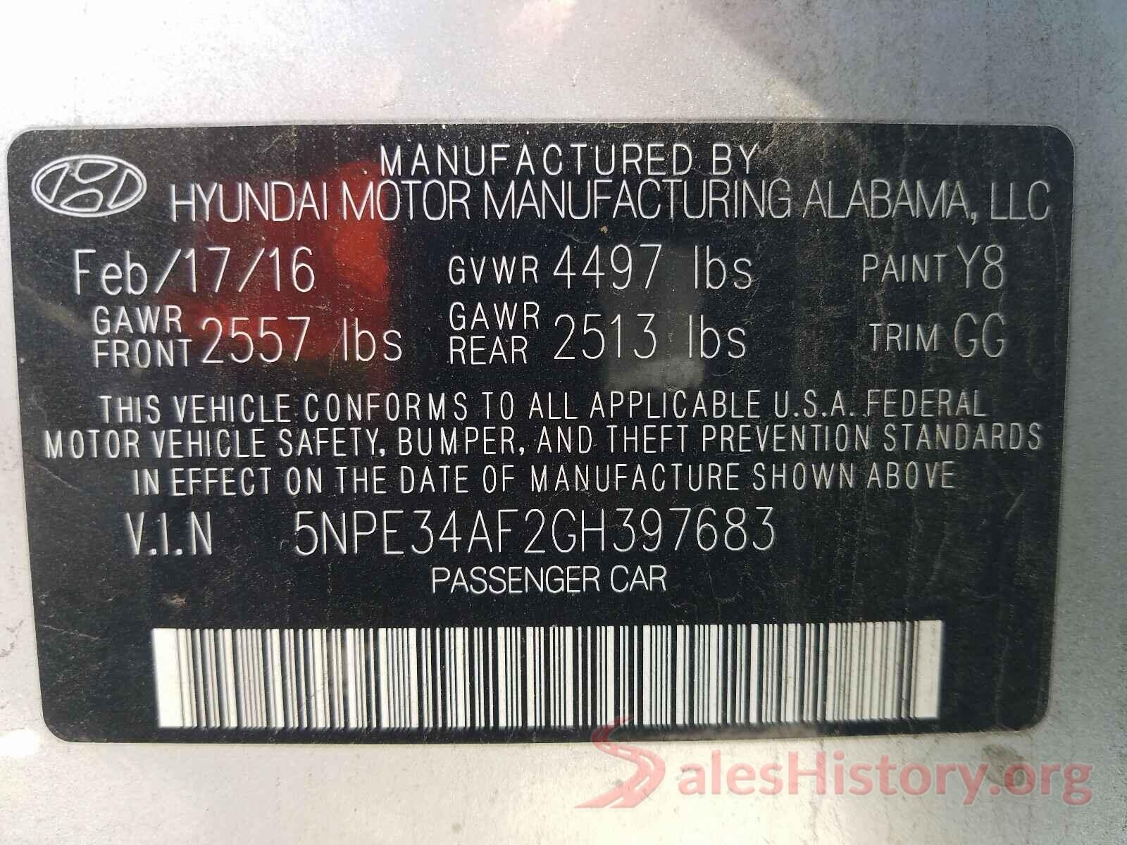 5NPE34AF2GH397683 2016 HYUNDAI SONATA