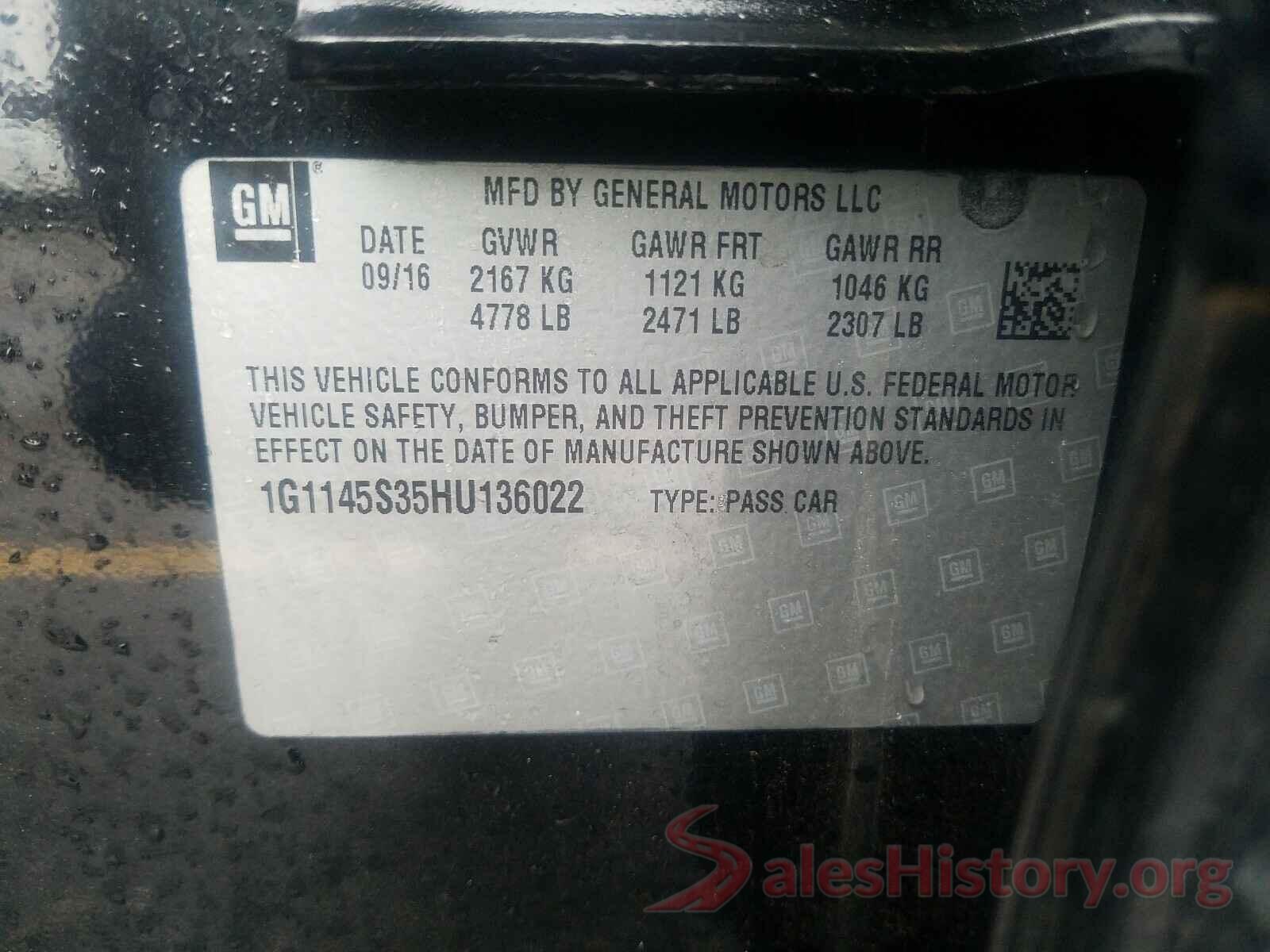 1G1145S35HU136022 2017 CHEVROLET IMPALA