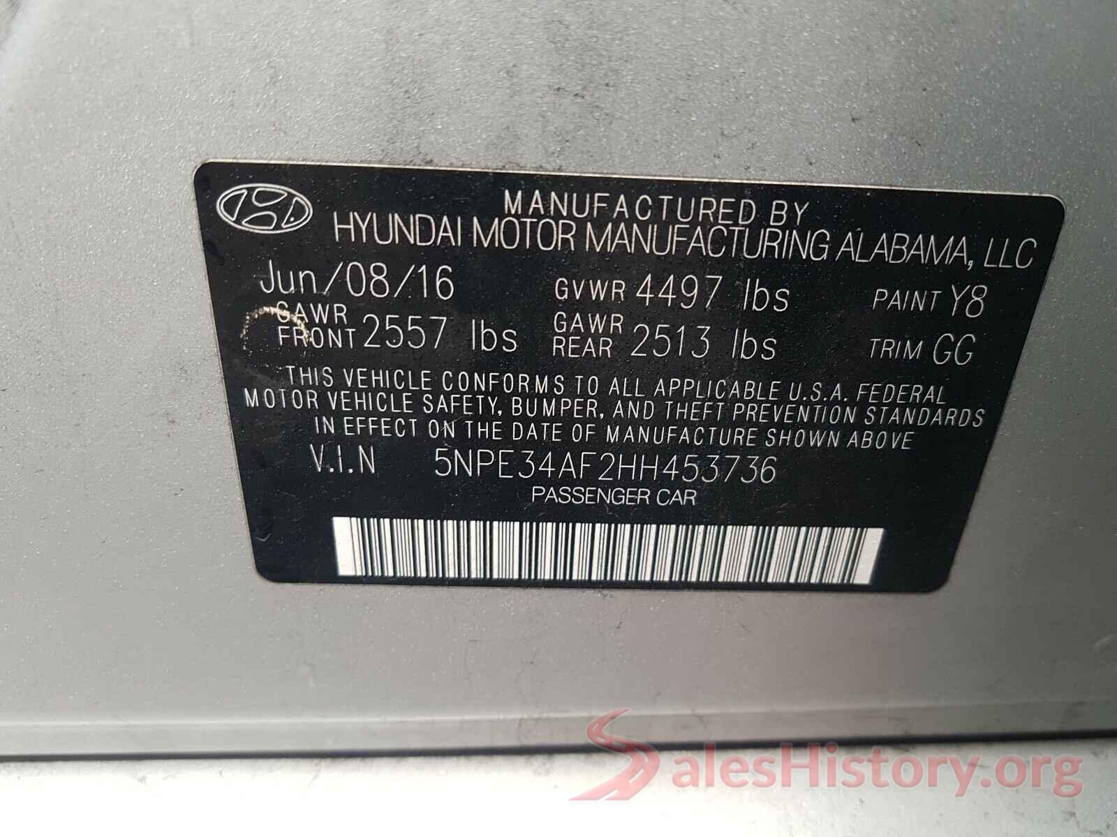 5NPE34AF2HH453736 2017 HYUNDAI SONATA