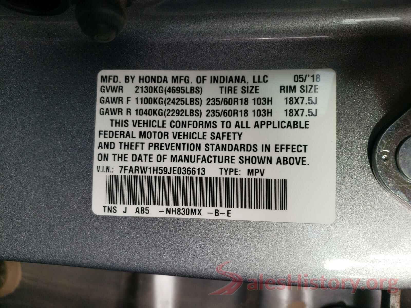 7FARW1H59JE036613 2018 HONDA CRV