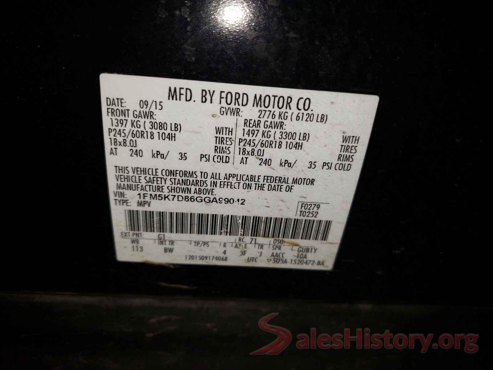 1FM5K7D86GGA99042 2016 FORD EXPLORER