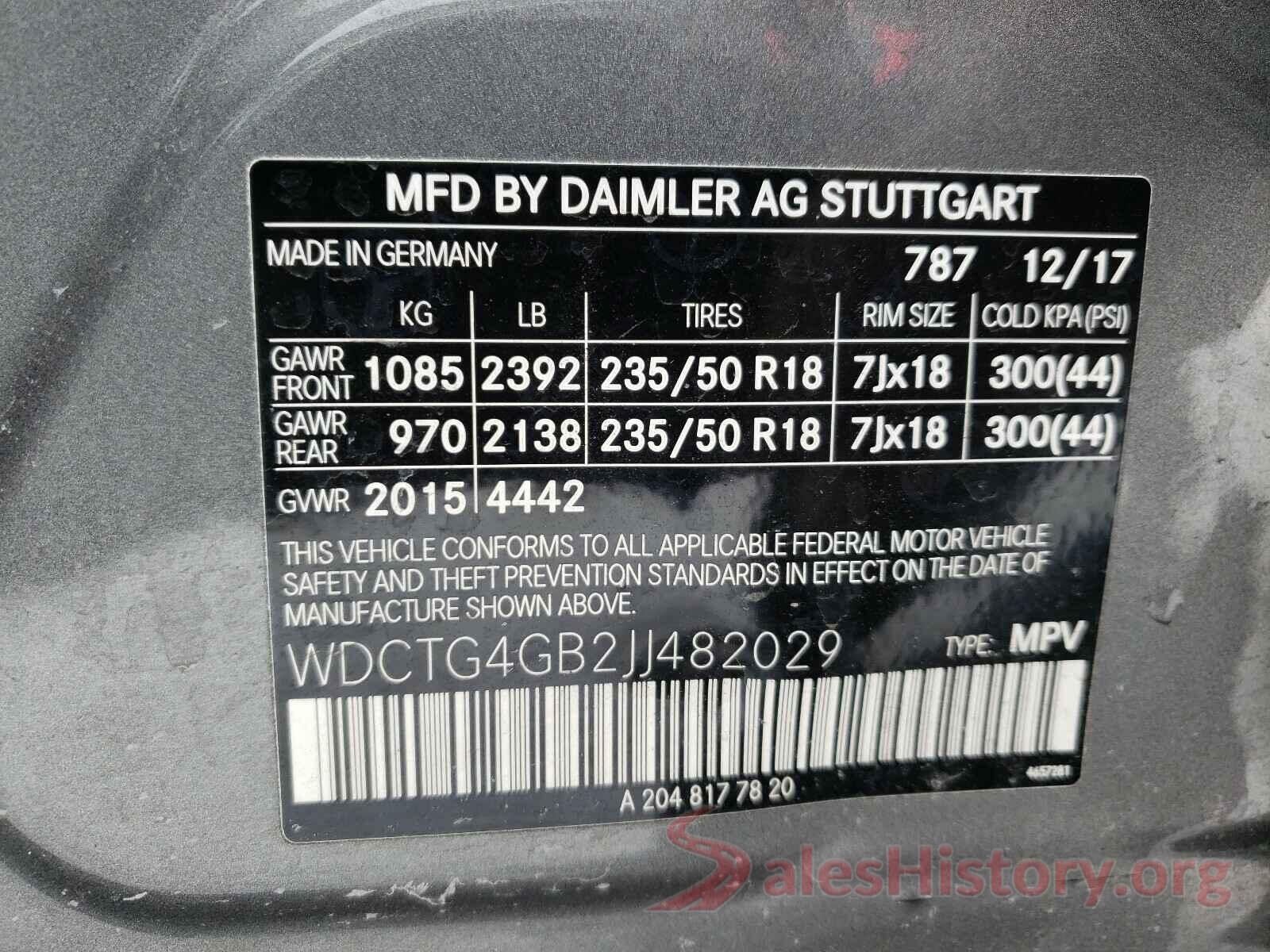 WDCTG4GB2JJ482029 2018 MERCEDES-BENZ G CLASS