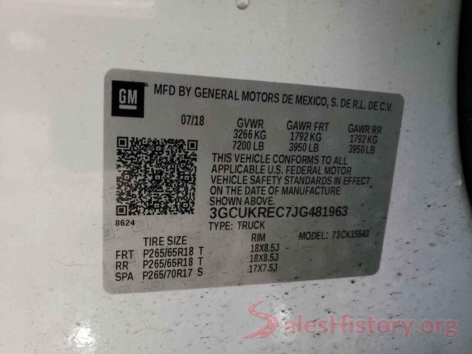 3GCUKREC7JG481963 2018 CHEVROLET SILVERADO